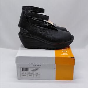 Bernie Mev Womens Wedge Sandals EU 37 Black Comfort Platform Everyday Travel